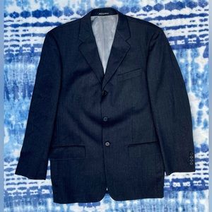 Axcess Men's Black 100% Wool Suit Jacket, Size 40R